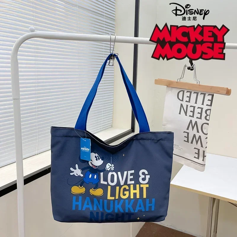 

Disney Mickey Mouse Cartoon Cute Minnie Canvas Shoulder Bag New Alphabet Tote Bag Student Handbag