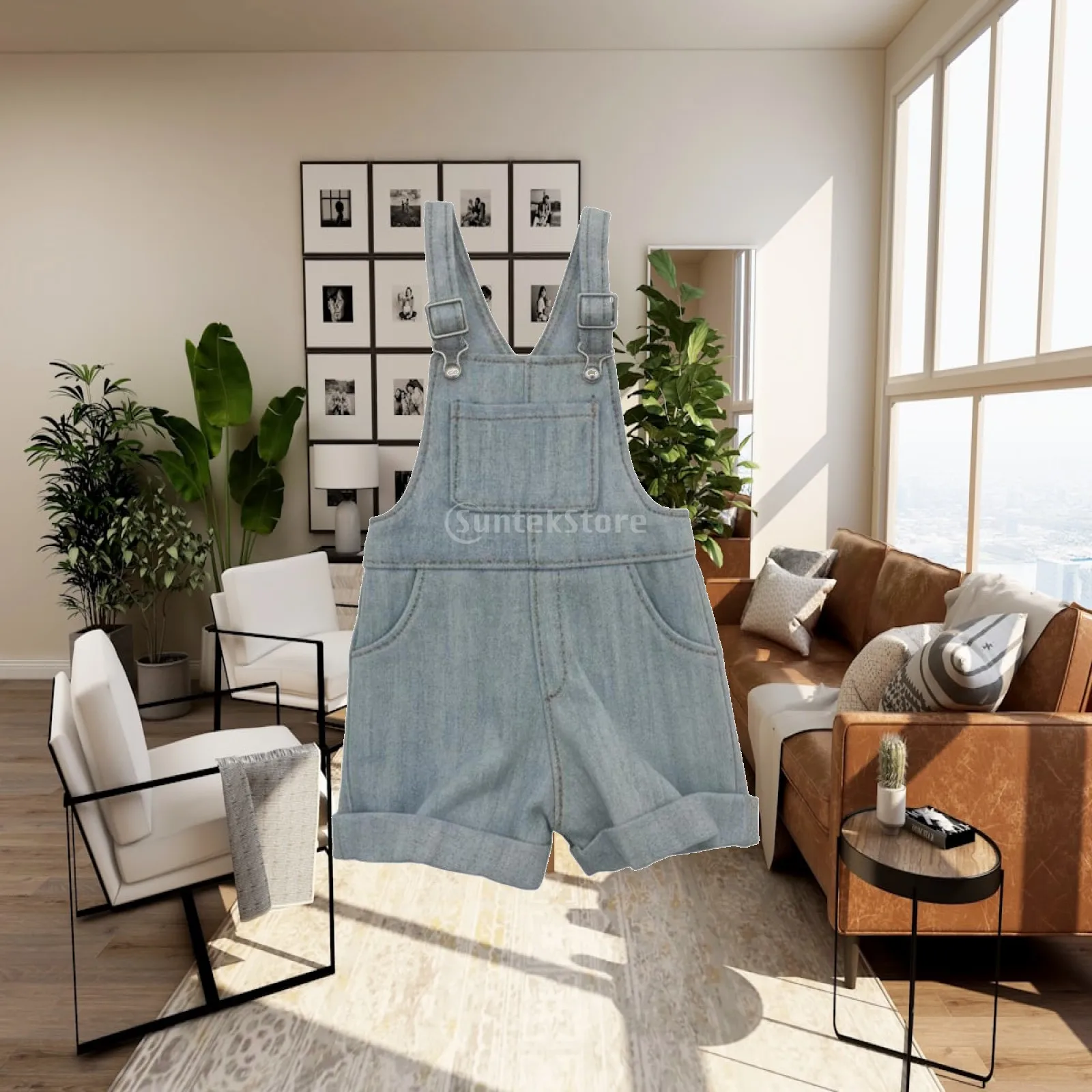 1/6 Scale Female Action Doll Clothing Set Casual Overalls Shorts Adjustable Straps Streetwear Style Fabric Outfit for 12 Inch