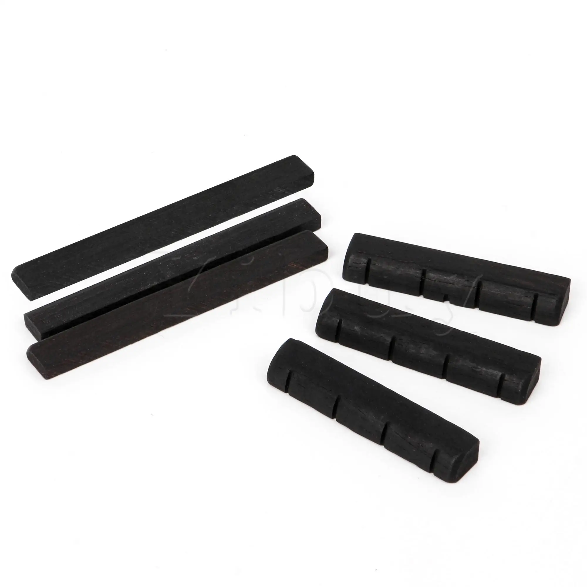 Yibuy 6 Set of Ebony Saddles with 5x Nuts 35x7.2x5mm Kit for Ukulele DIY Repair