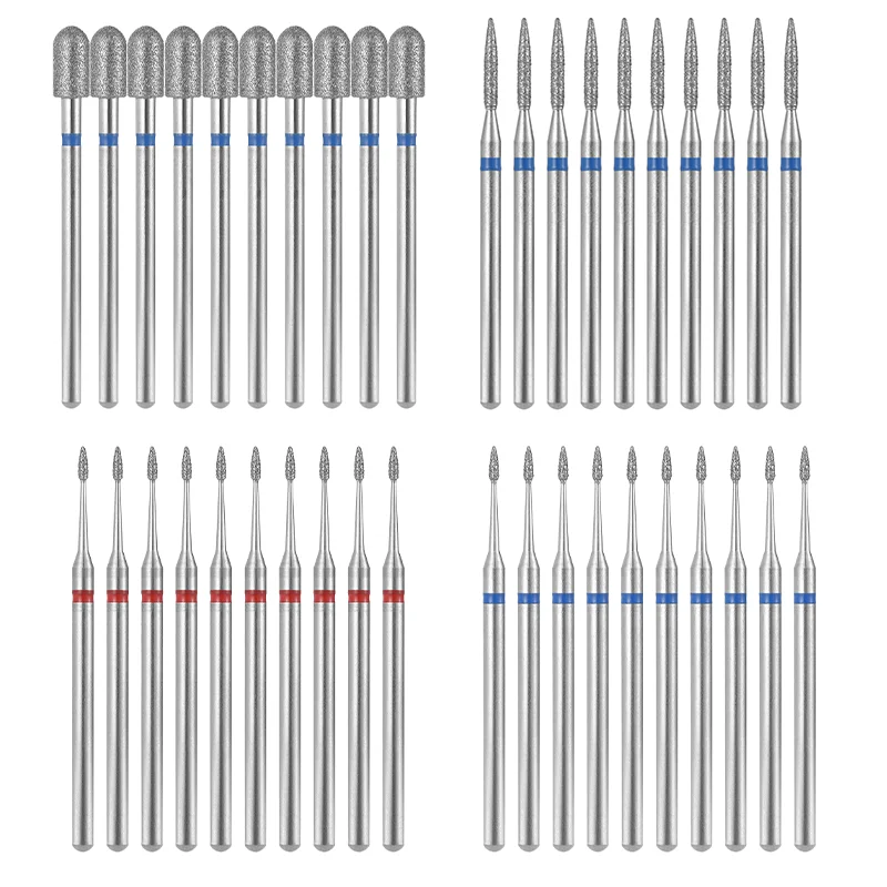10Pcs Nail Drill Bit Set Cuticle Clean Electric Manicure Drills Accessories 2.35MM Stainless Steel Nail Milling Cutter Set