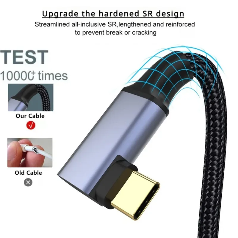5A Type C Male Female 90 Angle Cable USB C Extension Cable Fast Charging USB Type C 3.1 PD100W Quick Charge With Corner Cables