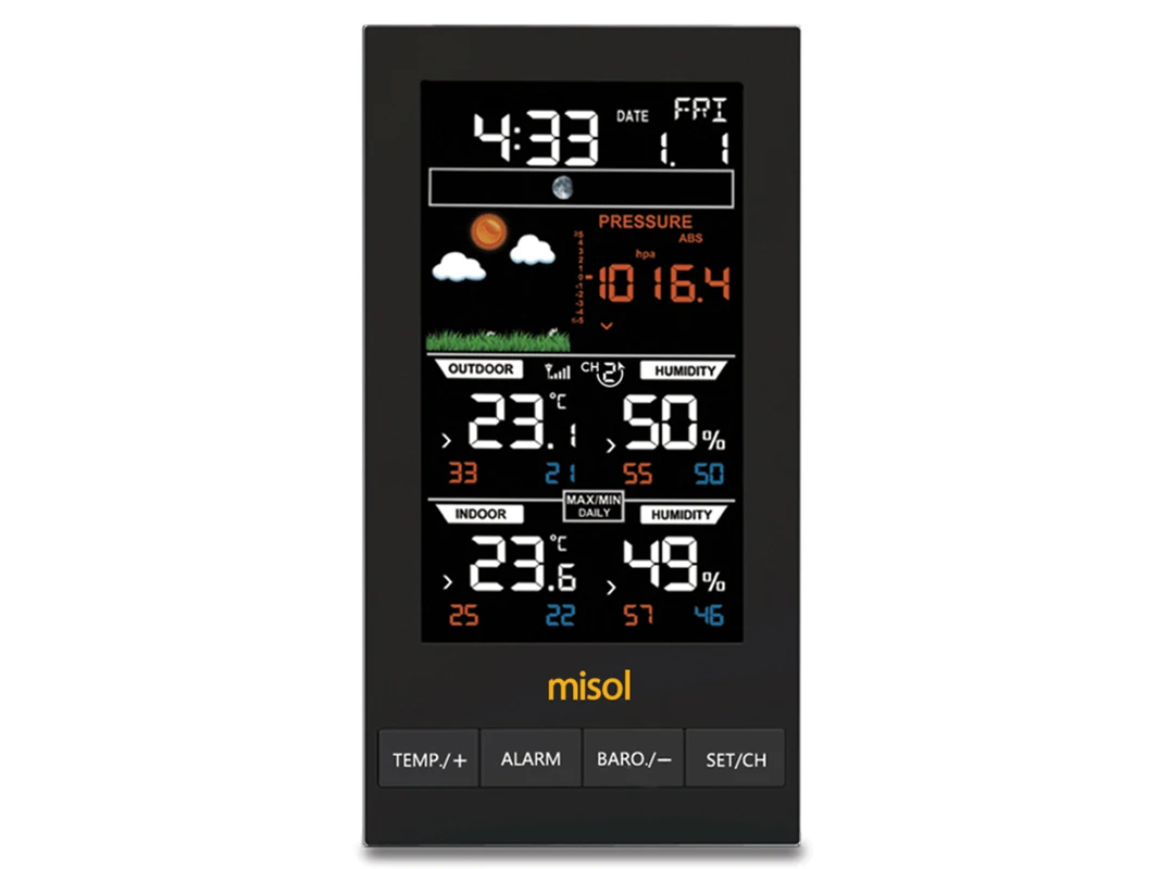 1 pcs of misol/Wireless weather station with 1 sensorHousehold wireless  station 3 channels, color screen,indoor / outdoor