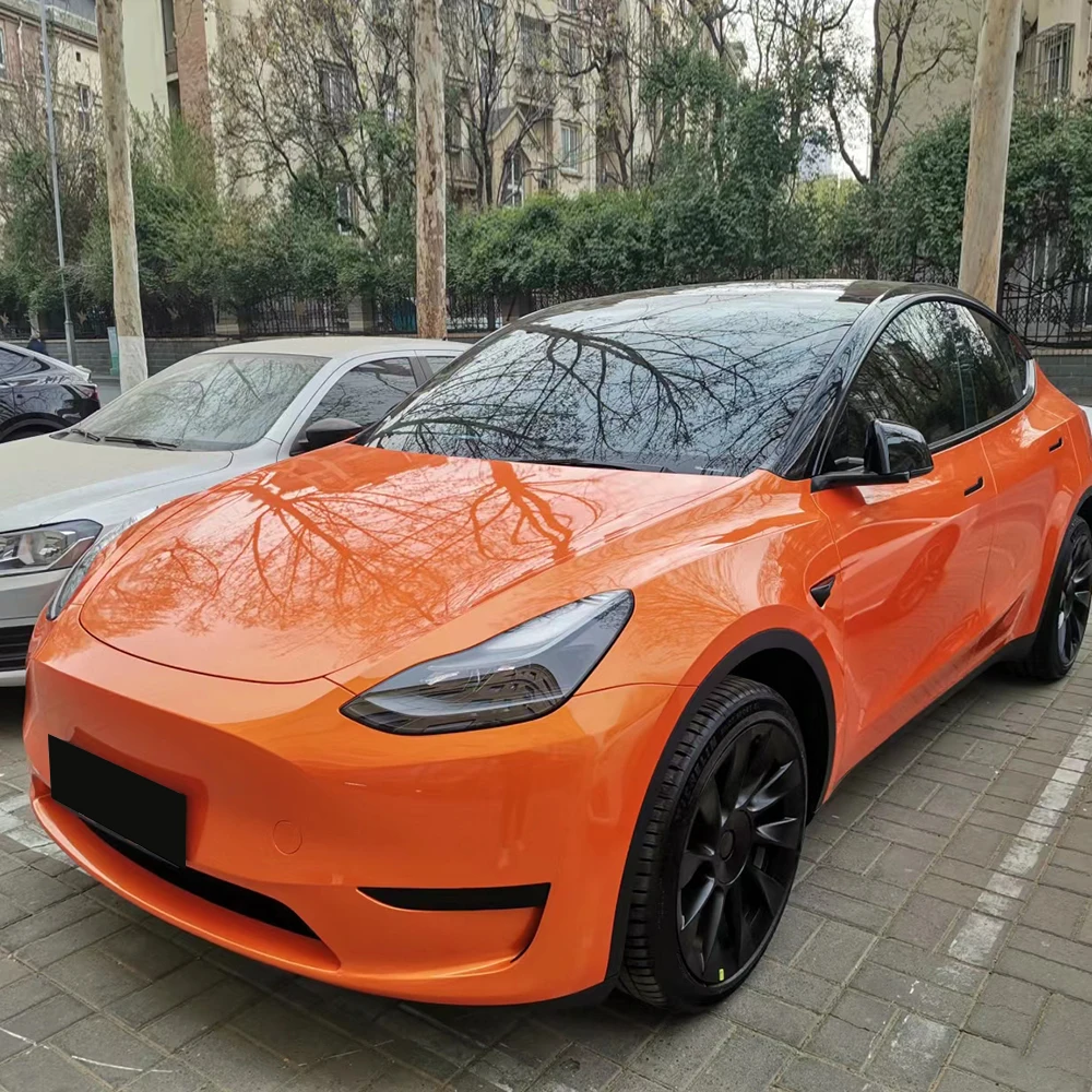 

Супер глянцевая металлическая гоночная золотисто-оранжевая виниловая пленка для кузова автомобиля, высококачественный ПВХ для украшения и защиты автомобиля
