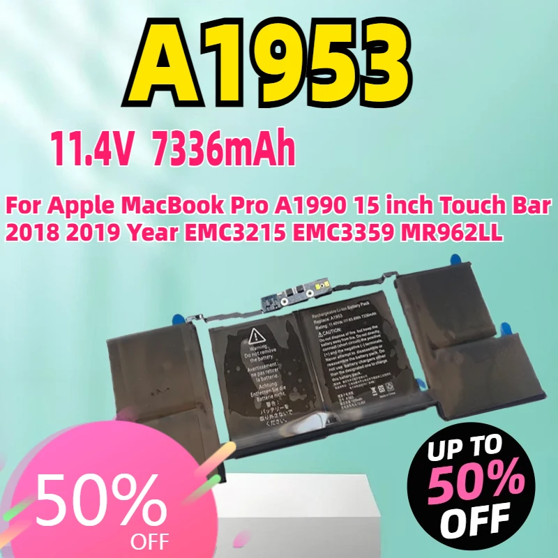 

New A1953 Laptop Battery For Apple MacBook Pro A1990 15 inch Touch Bar 2018 2019 Year EMC3215 EMC3359 MR962LL 11.4V 83.6Wh