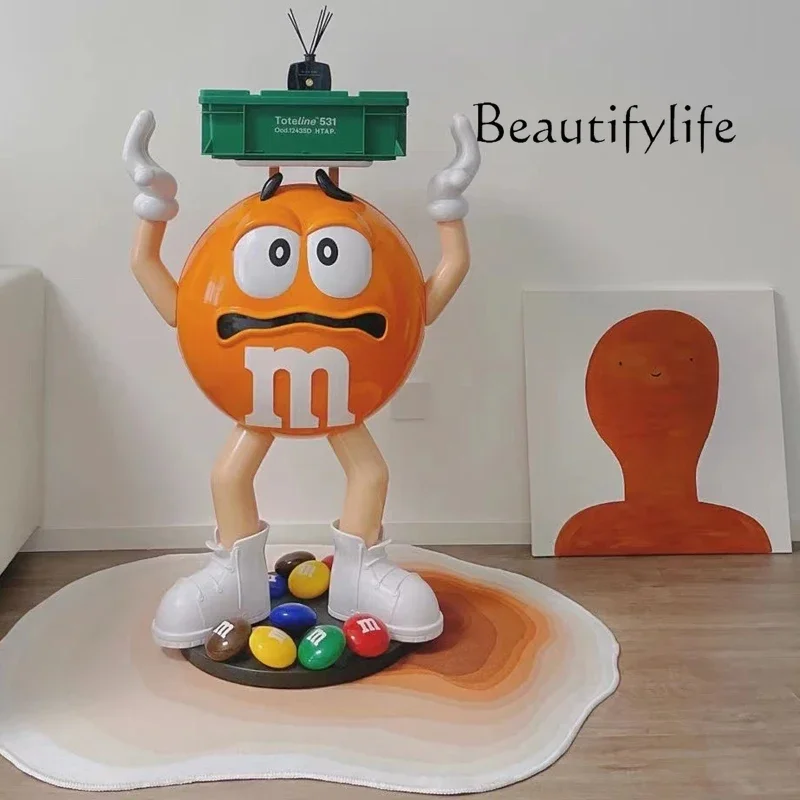 BJ Yellow Red Orange Bean Fiberglass Sculpture Cartoon Home Creative Store Decoration Opened Floor Ornament