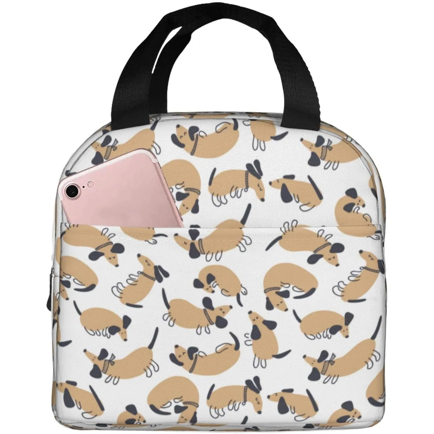 Insulated Lunch Bags for Men Women Work Dachshund Dog Puppy Interesting Small Adult Lunch Box for Men Women