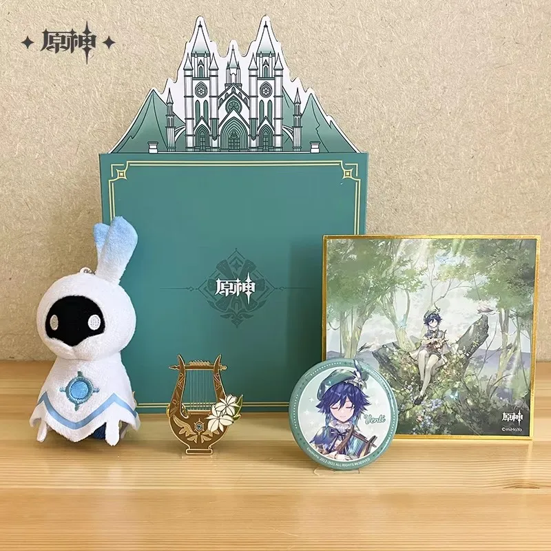 Genshin Impact Official Limited Set Anime Cosplay Game City of Winds and Idylls Theme OST Gift Box Liyue Venti CD Badge Pendant