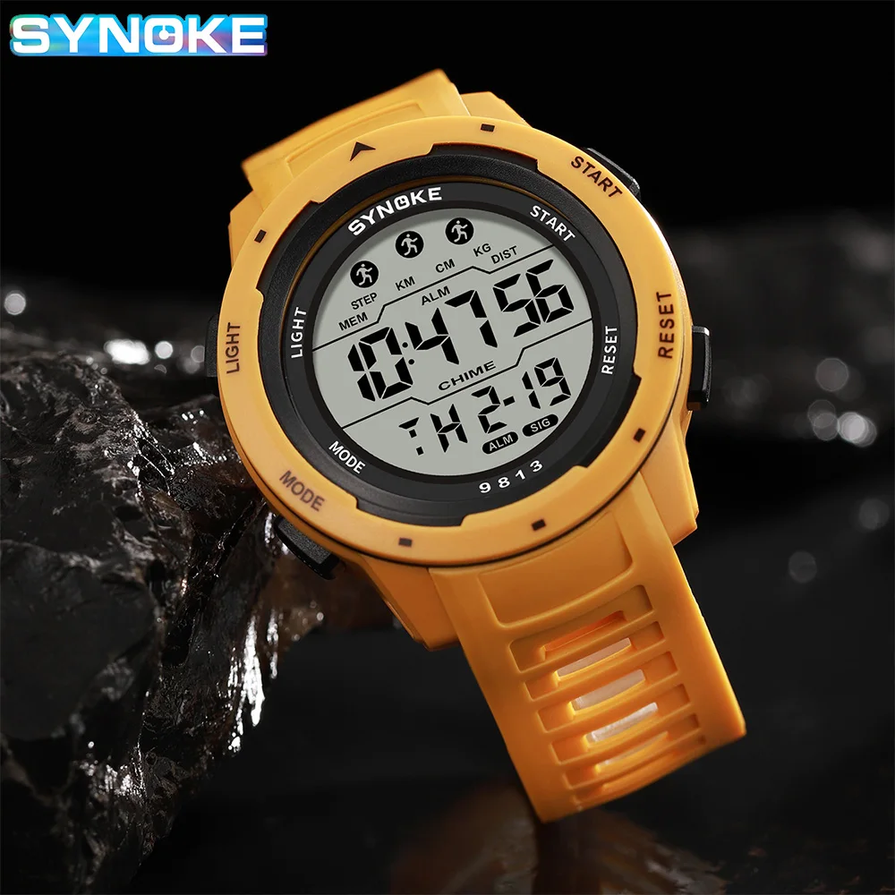 SYNOKE Watch Outdoor sports multifunctional waterproof Shock Resistant Large Screen Display Luminous LED Digital Watch For Men