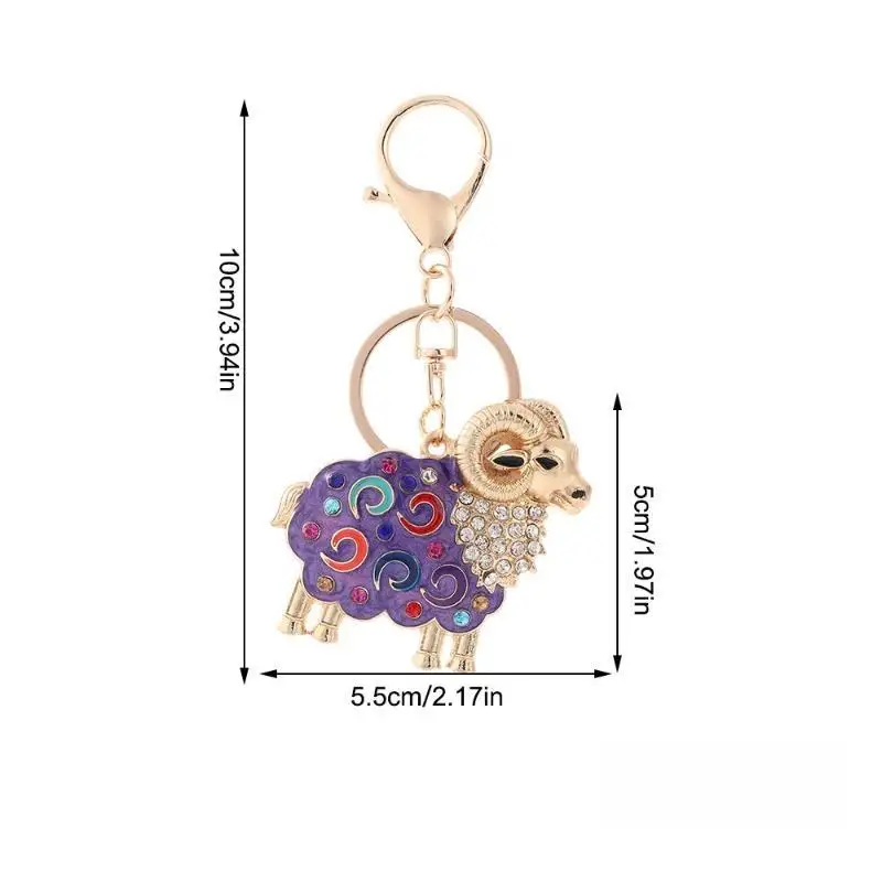 1 Stück Schaf-Schlüsselanhänger, Emaille, Strass, Metall-Schlüsselring, niedlicher Tieranhänger für Tasche, Handtasche, Autoschlüssel, Dekoration, Geschenk – Detail 5