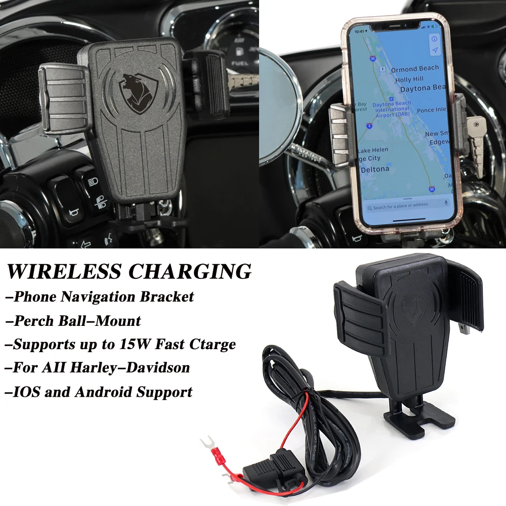 

Motorcycle GPS Phone Holder Wireless Charging Navigation Bracket FOR Harley-Davidson Street Glide (EFI) - FLHX Trike - FLHXXX