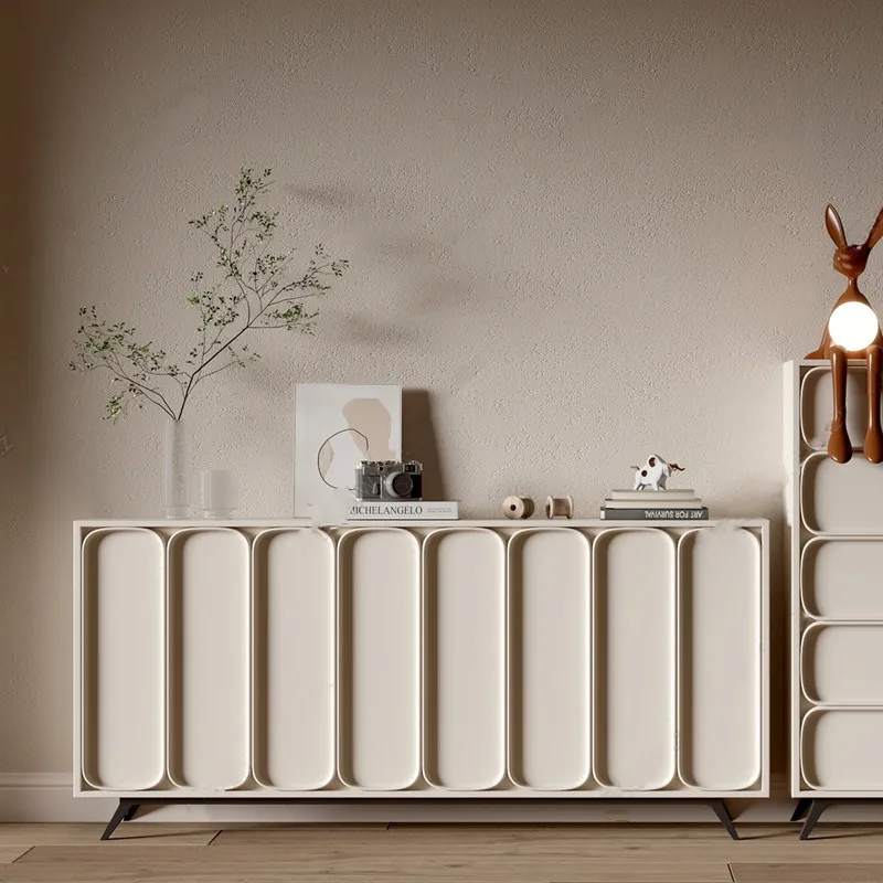 

French minimalist cream color side cabinet master design entrance cabinet