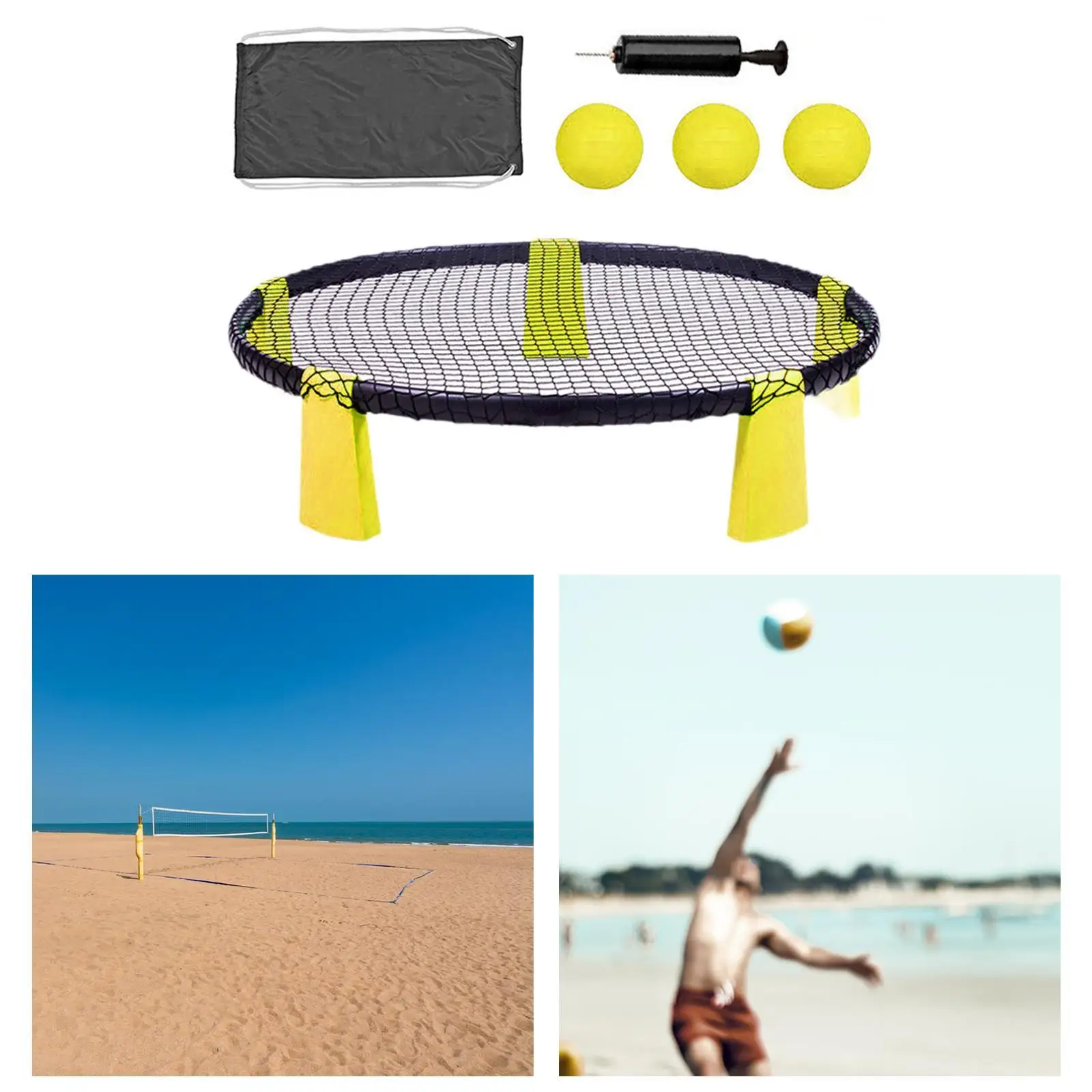 

Beach Volleyball Game Set Round Roundnet Game Set Portable Training Fitness Equipment Easy Installation for Backyard Garden