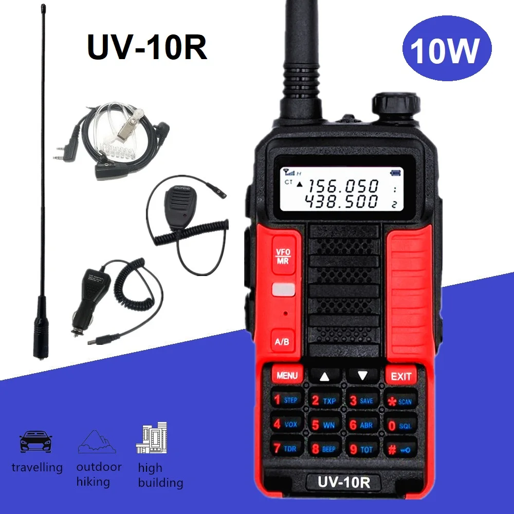 

2024 Baofeng Walkie Talkie 10W UV-10R Ham Radio Scanner Dual Band vhf uhf Amateur Radio Station uv10r Transmitter