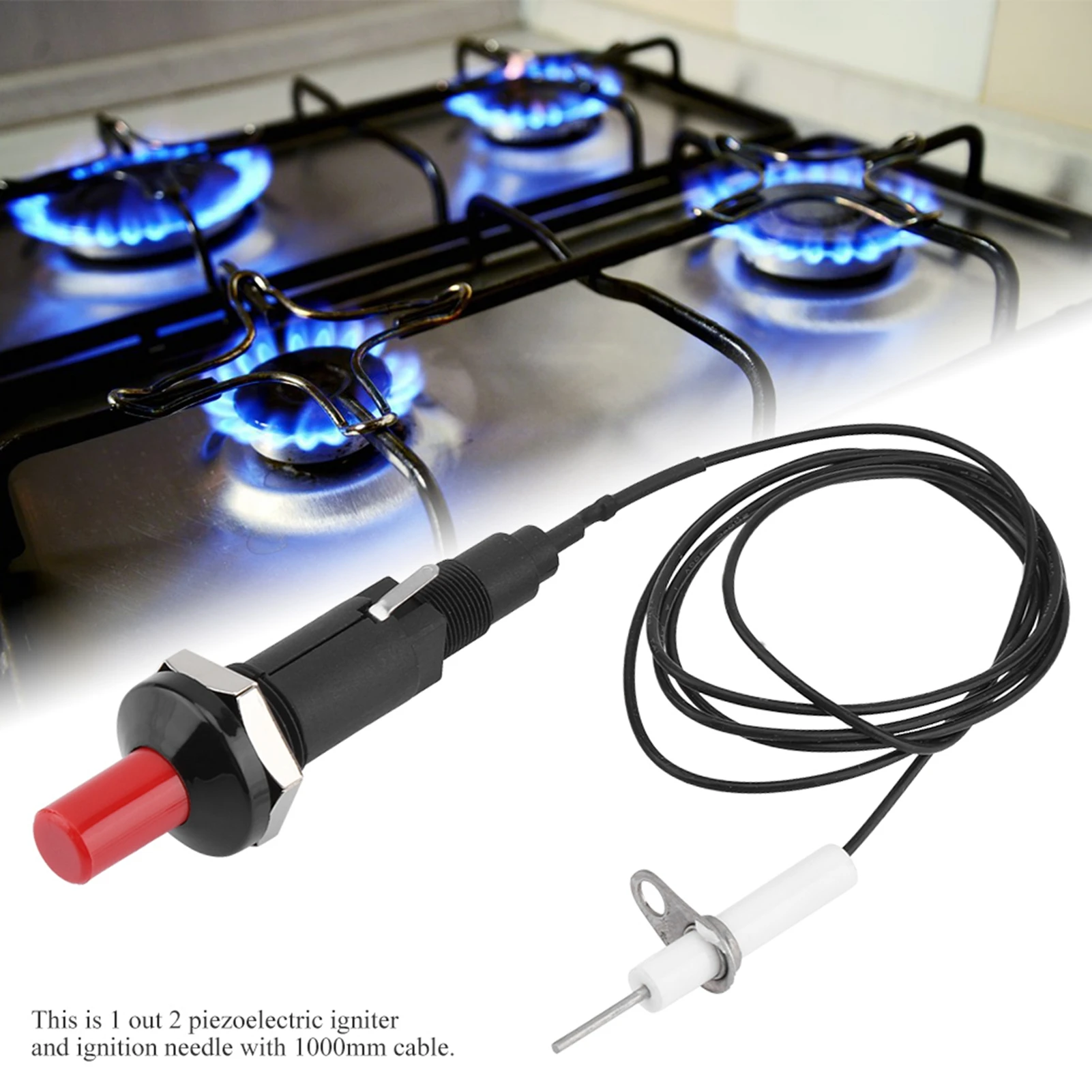 1 Out 2 Piezo Spark Ignition Kit BBQ Grill Push Button Igniter for Fireplace Stove Gas