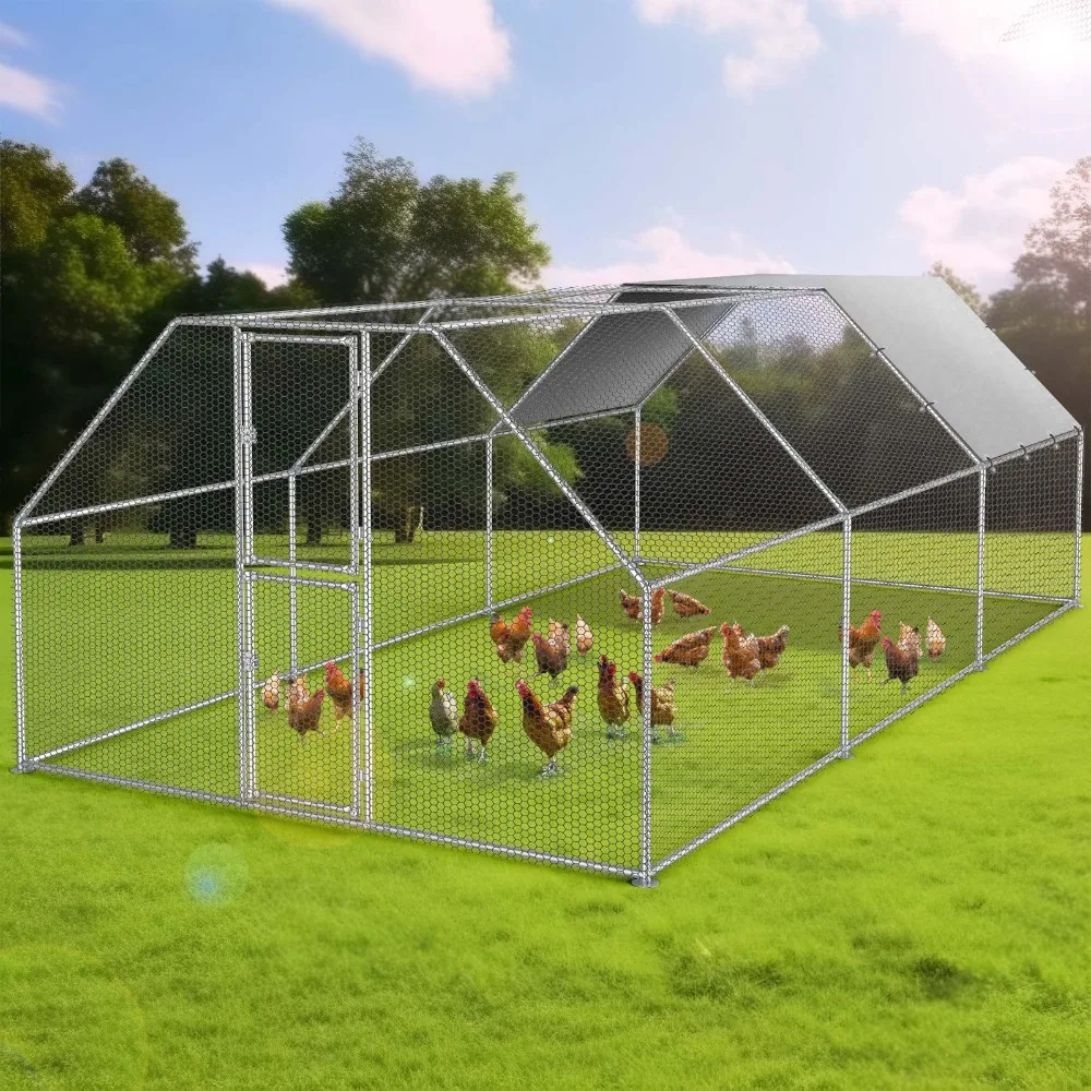 قلم تشغيل معدني كبير 19.1 × 9.8 × 6.4 قدم لقفص الدجاج 10-20 دجاجة