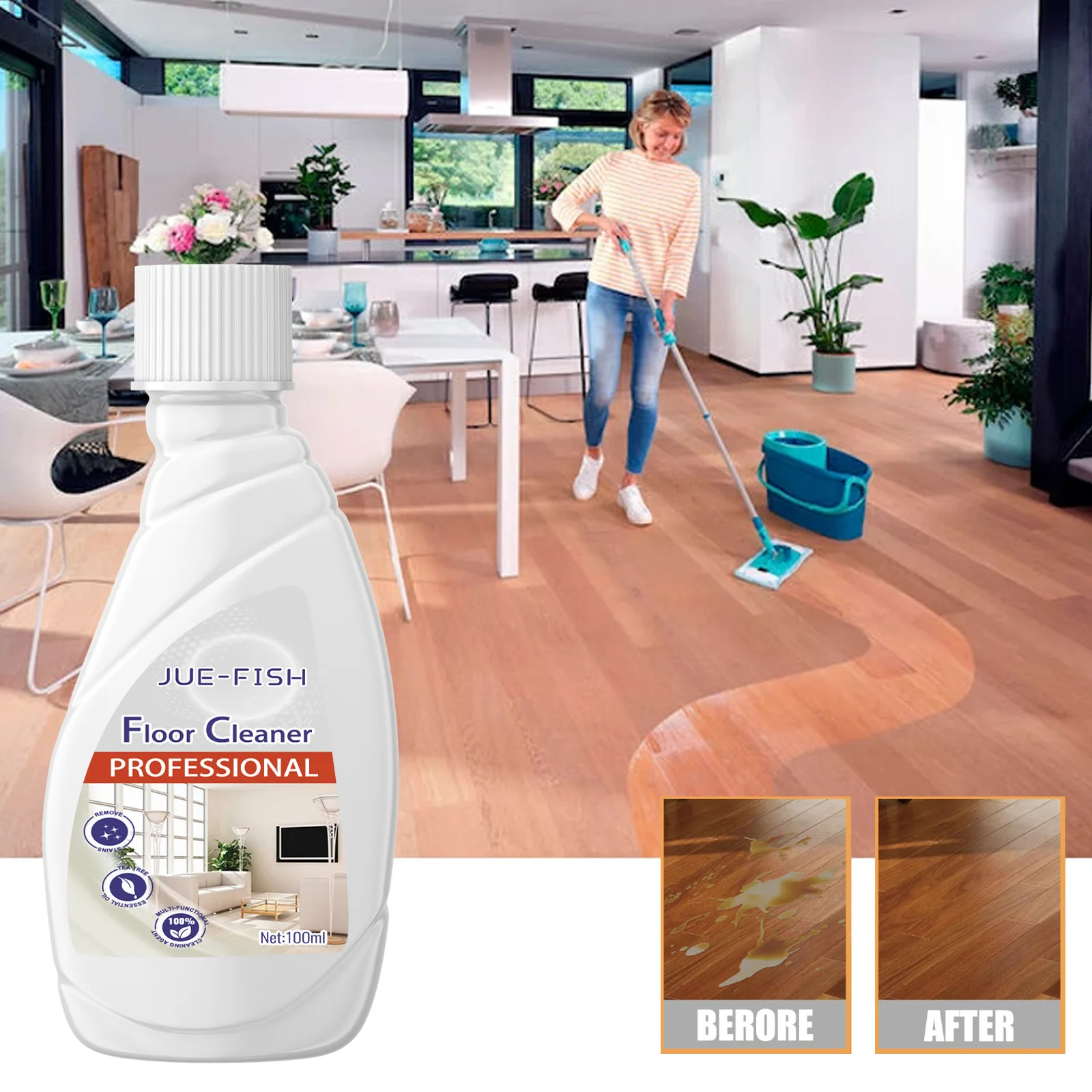 Tile Cleaner Liquid Tile Dirt Brighten Cleaning Floor Strong Stain Removal Wooden Floor Scratch Polishing Floor Cleaner Solution