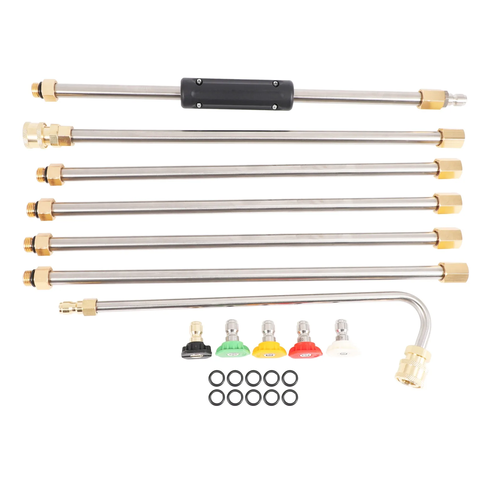 PZHI Gutter Cleaning Tool Pressure Washer Extension Wands Roof Cleaner Lance Nozzle 4000 Psi 5 Tips Window Washing Accessories