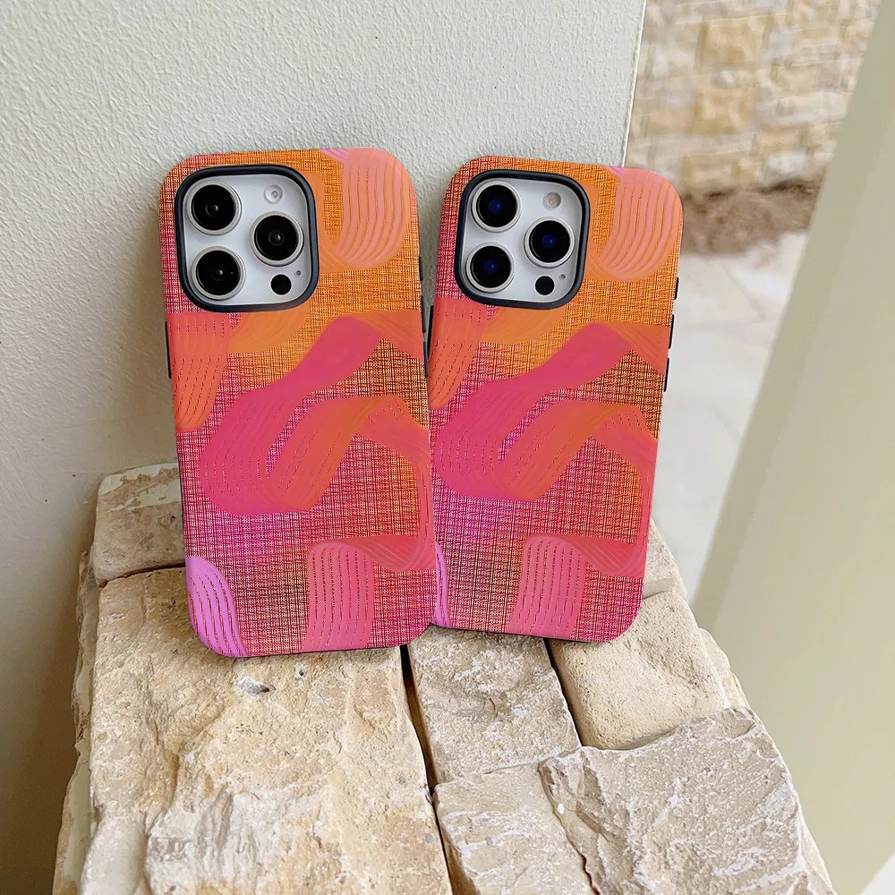 Pink Orange Fluid Swirl Phone Case for Samsung Galaxy S22 S23 S24 S25 S26 FE Plus Ultra Edge 4G 5G Luxury Double-layer