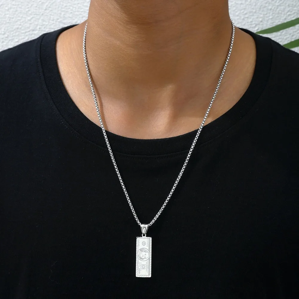 Joyería de Hip-hop de Europa y Estados Unidos, joyería de fiesta, Tycoon de personalidad, billetes pequeños, colgante para el Día de San Valentín, collar de regalo para hombres, nuevo