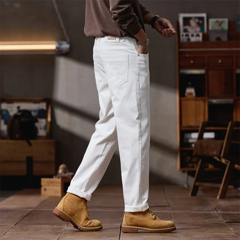 

White Casual Pants Loose-fit Slims Trendy Brand Clothing 2025 Spring Autumn Quarter Century Style Boots Size Variation