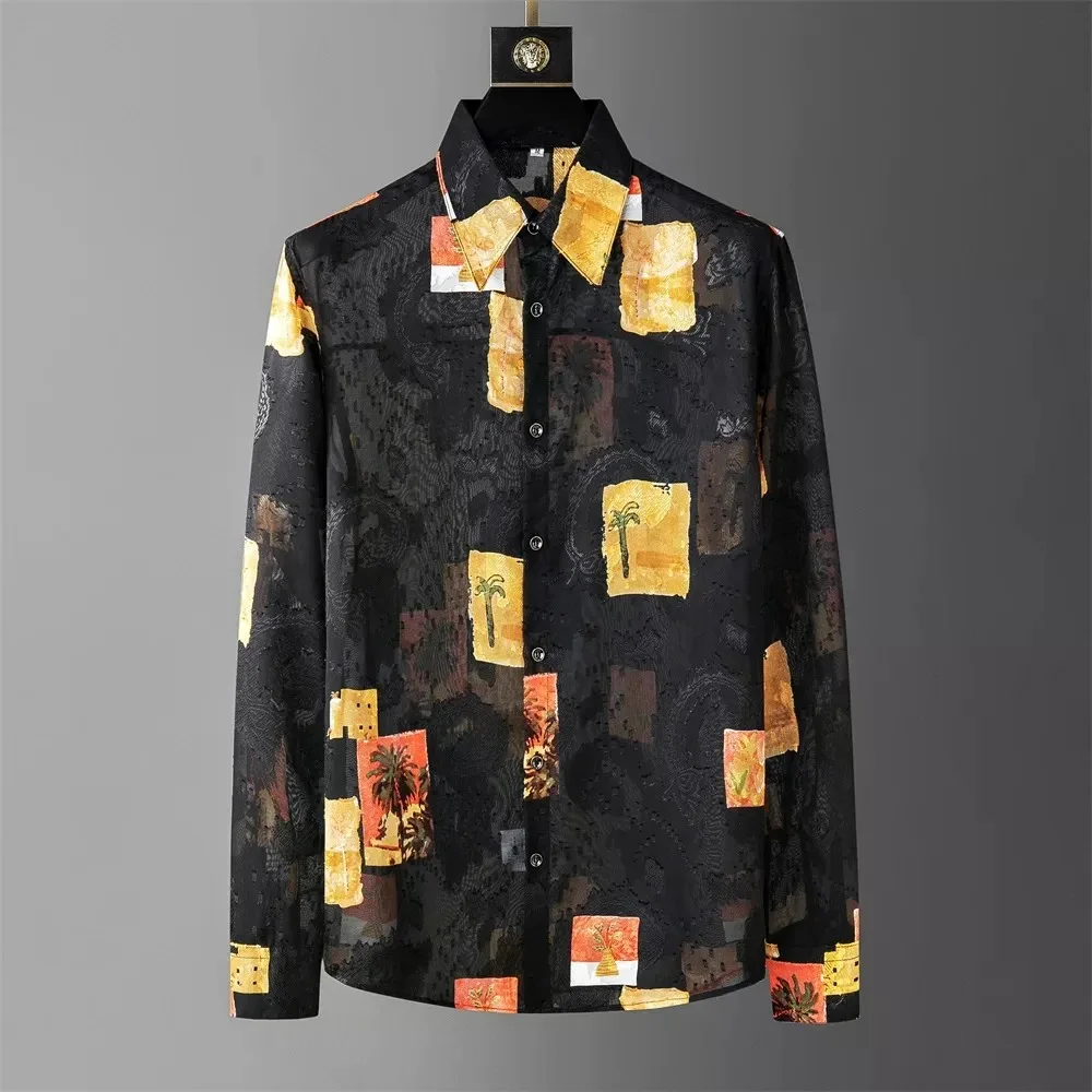 Luxury Printed 3D Shirt Men's Long Sleeve Casual Shirt High Quality Fashion Popular Premium Korean Large Size Men's Clothing for Men