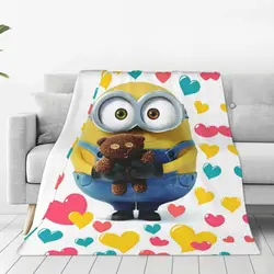 Kawaii Despicable Me Minions Blanket Cartoon Warm Soft Plush Throw Blanket For Home Decor Camping Flannel Bedspread Bed Cover