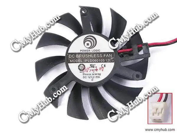 New For Power Logic PLD06010S12L DC12V 0.2A 5510 5CM 54mm 54x54x10mm 39mm 2Pin 2Wire Graphics Card Cooling Fan