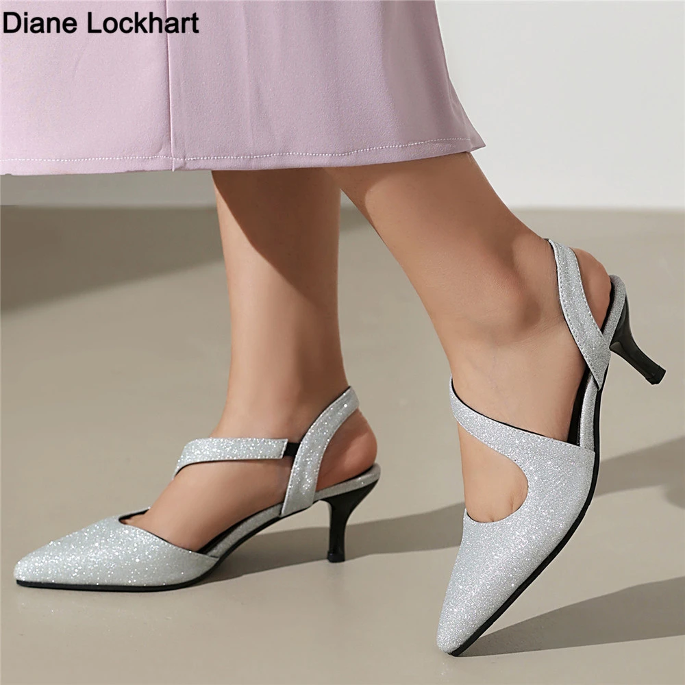 

New Design Luxury Black Silver Stilettos Pointed Toe High Heels Women Sandals Summer Party Wedding Dress Prom Shoes Pumps 2025