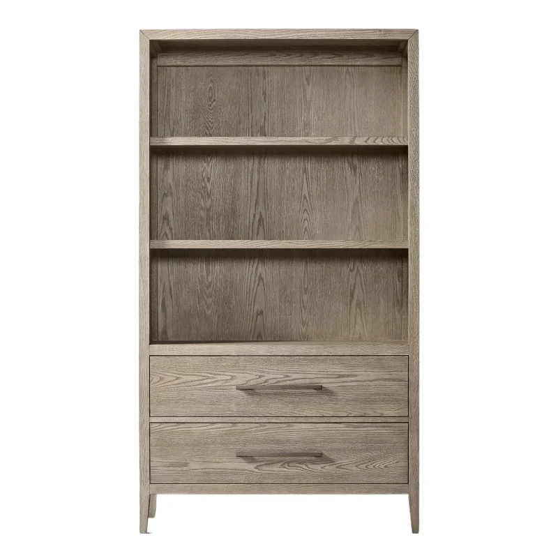 

American solid wood bookcase oak, new Chinese retro log color to make old dining side wine cabinet locker study cabinet