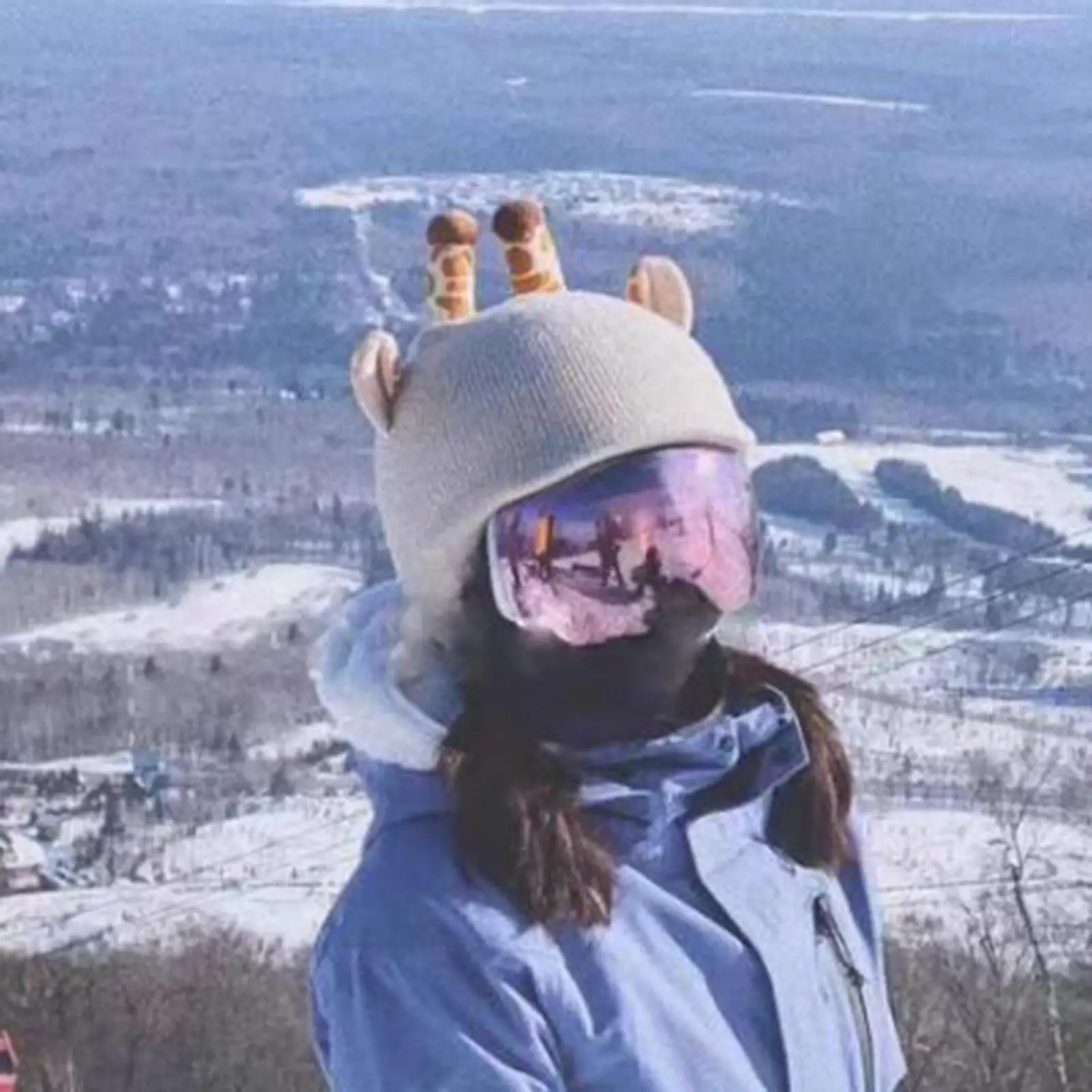 Funda para casco de esquí de nieve con jirafa, decoración para casco, gorro tejido, regalo decorativo cálido, accesorios para cascos divertidos y ligeros informales