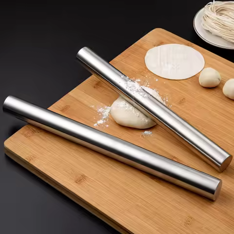 Stainless Steel Rolling Pin Baking Bread Pastry Roller Non-stick Baking Tool Cooking Pizza Cookie Easy to clean Kitchen Utensils