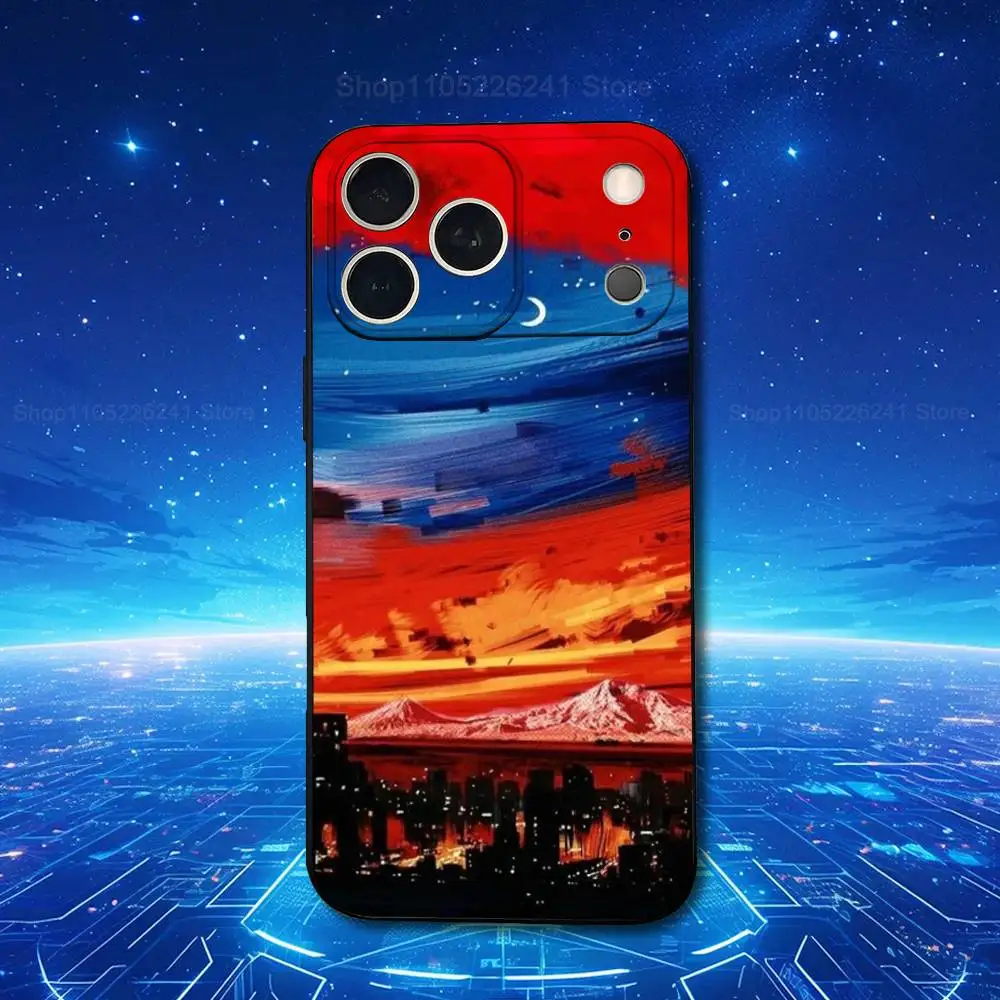 เคสโทรศัพท์ลายธงชาติอาร์เมเนีย สำหรับ iPhone 17,16,15,14,13,12,11,Plus,Pro Max,XS,X,XR,SE,Mini,8,7  วัสดุซิลิโคนนิ่ม สีดำ