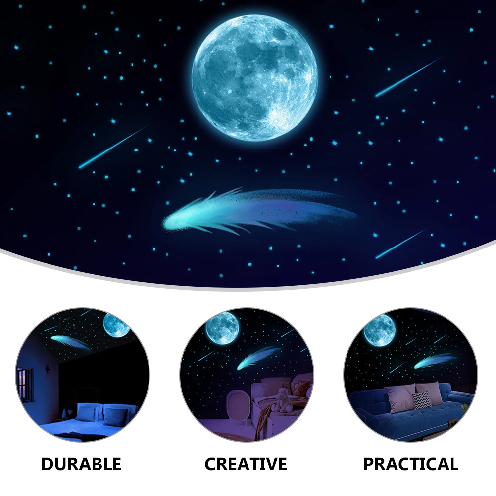 

Applique Luminous Moon Stickers Minimalist Home Decor Glowing Bedroom Accessories