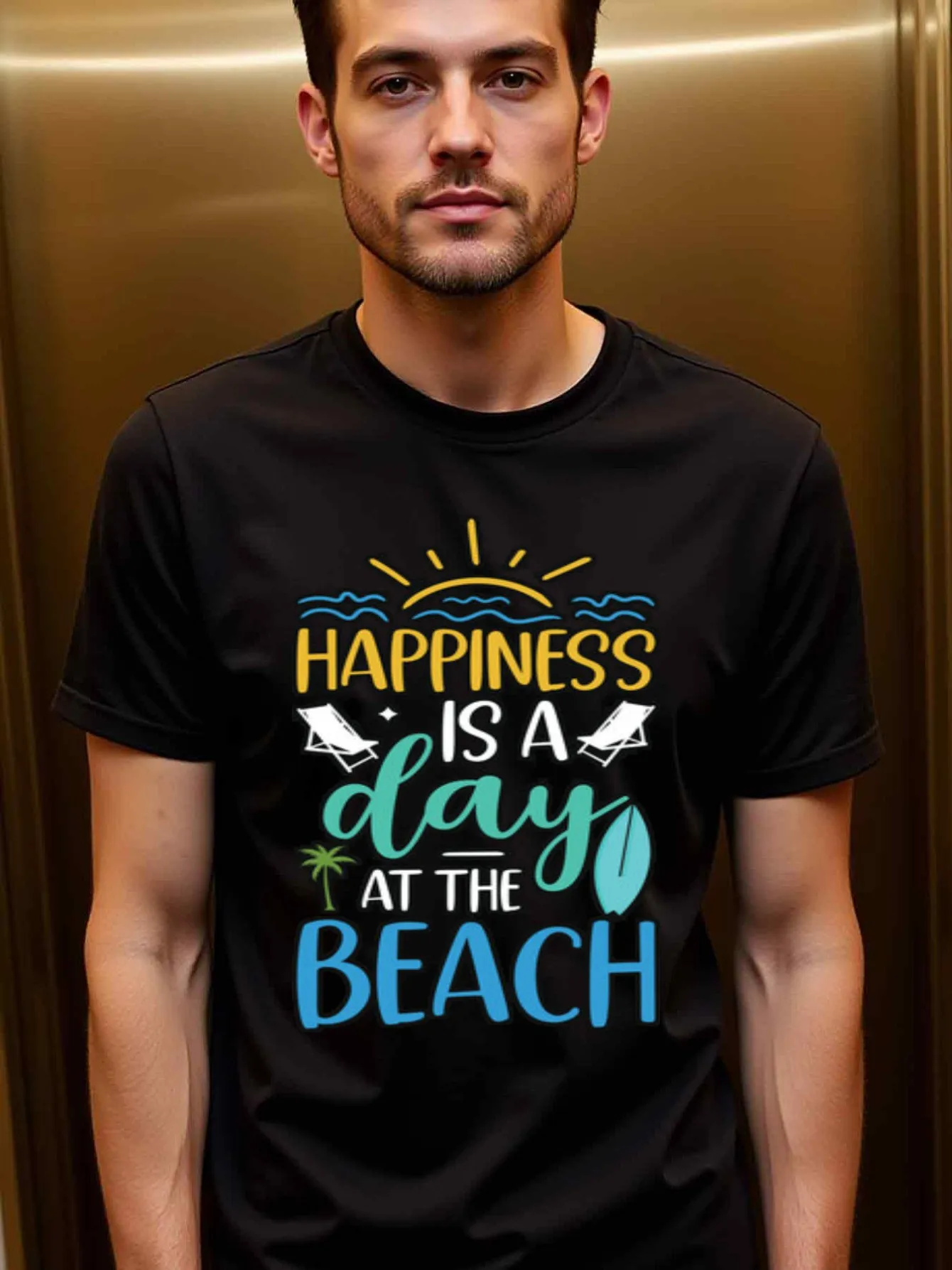

Top Pick Local Beach Bliss 100% Cotton Crew Neck Men's T-Shirt