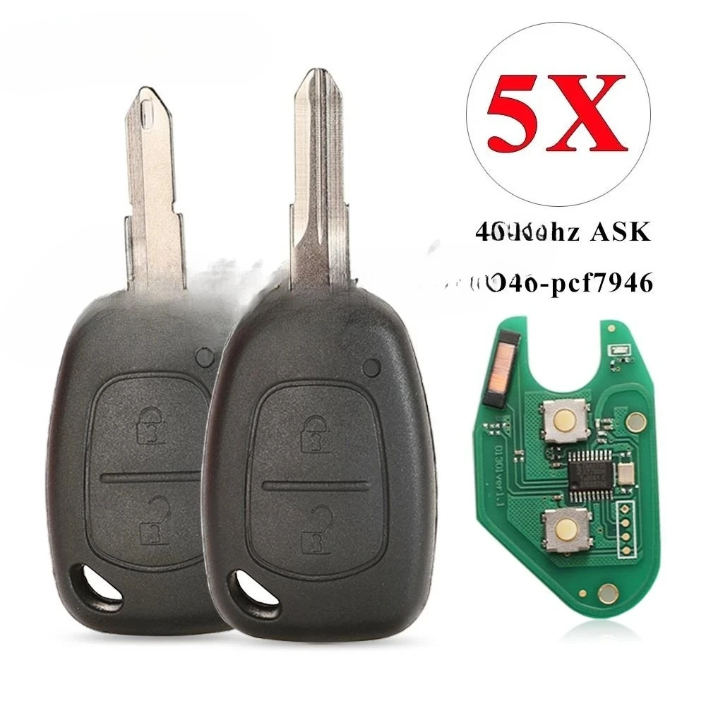

5pcs/lot 91167009 Remote Key Fob For Renault Traffic Master Kangoo Vauxhall Vivaro Movano 433MHz ID46 2BTN Uncut Blade