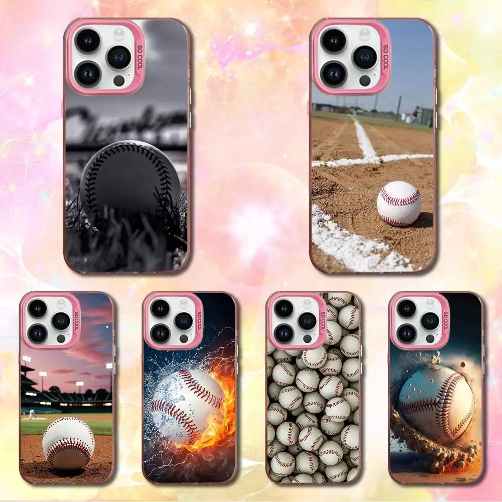 

Sport Baseball Phone Case For iPhone 12,11,14,16,13,15,Mini,Pro,MAX,SE,XS, Pink Matte Silicone Cover