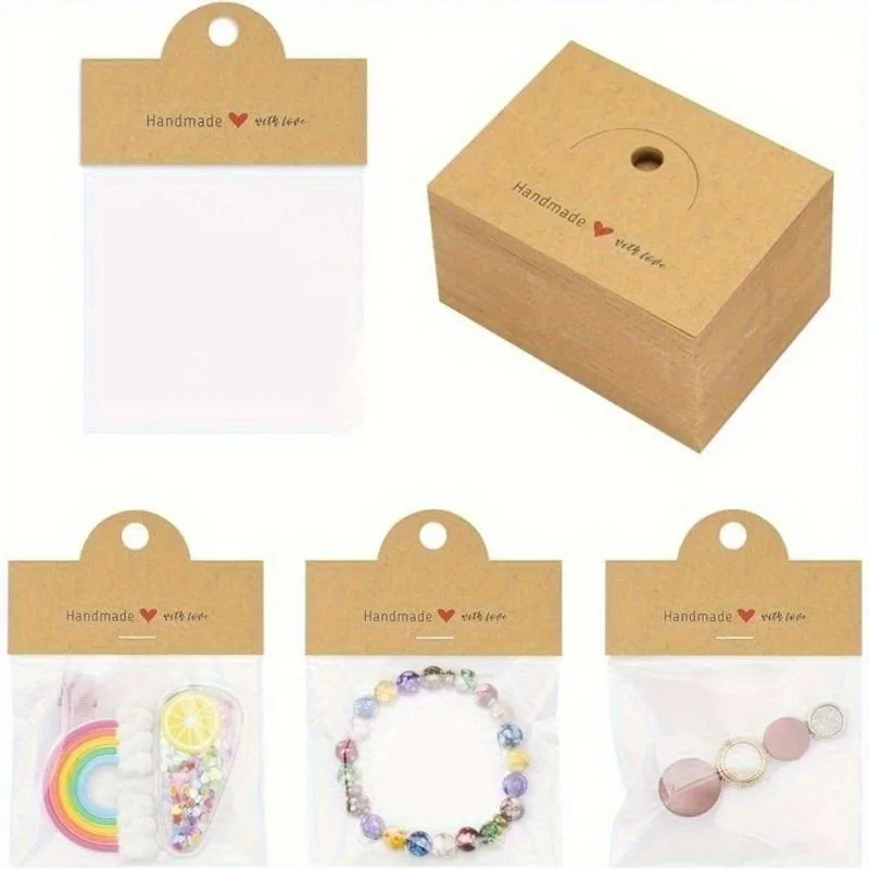 

100pcs Jewelry Gift Bags Set Clear Brown Pouches for Earrings Bracelets Keychains Ideal for Packaging Craft Display