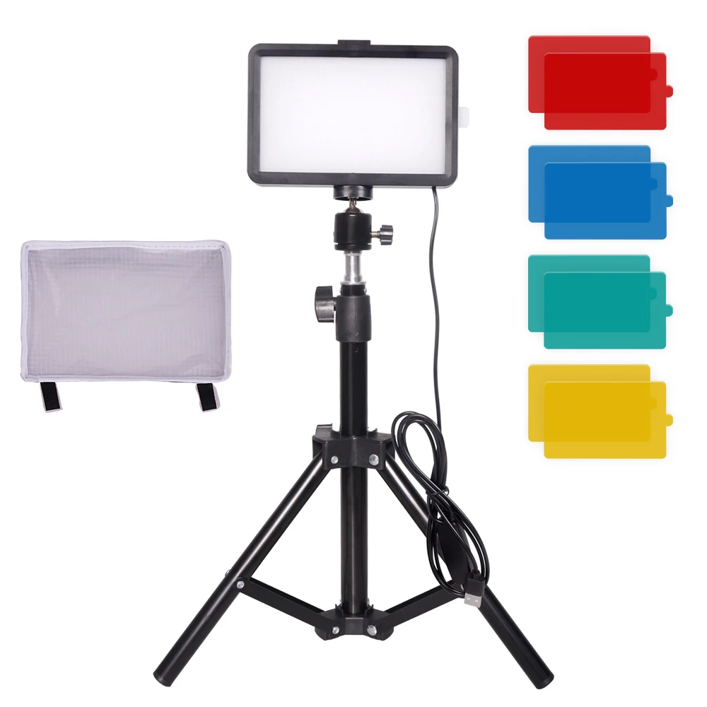 Photography LED Video Light Kit Photo Studio Lighting Panel Lamp With Tripod RGB Filters For Shoot Makeup Live Streaming Youbube