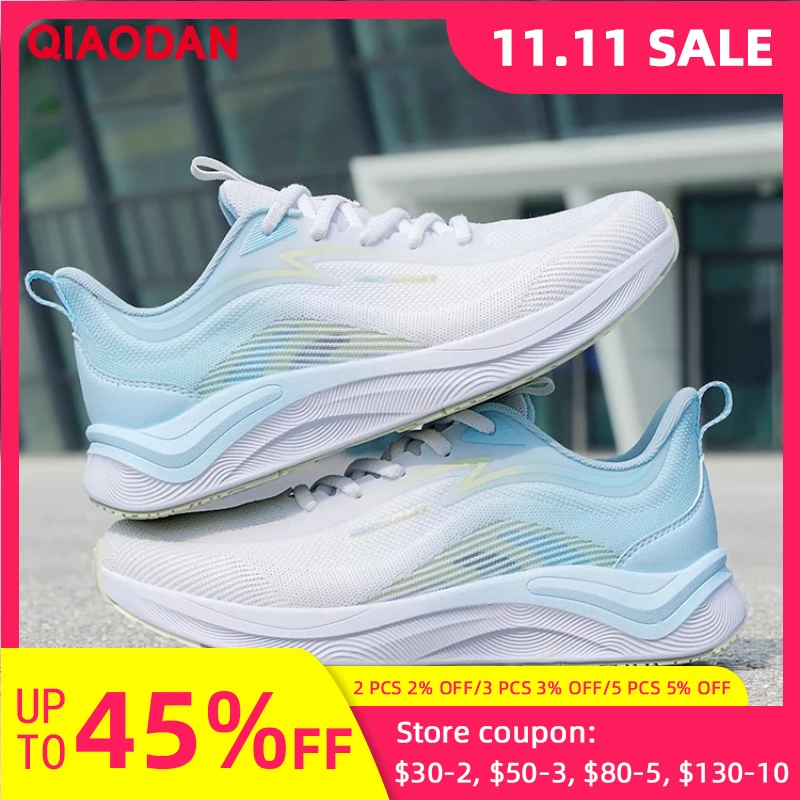 

QIAODAN Chifeng Sneakers Women's 2025 Breathable Shock Absorption Soft Sole Integrated Woven Running Shoes XM16240203F