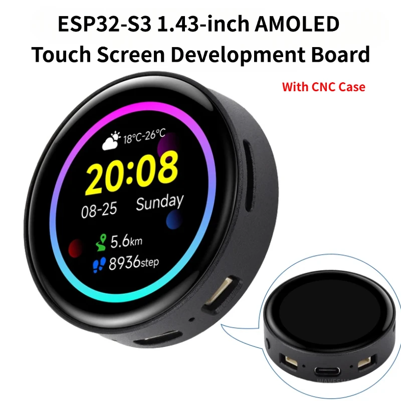 Waveshare ESP32-S3R8 1.43inch AMOLED Touch Display Development Board 466×466 ESP32 Round Screen HMI LVGL GUI Multiple Interface