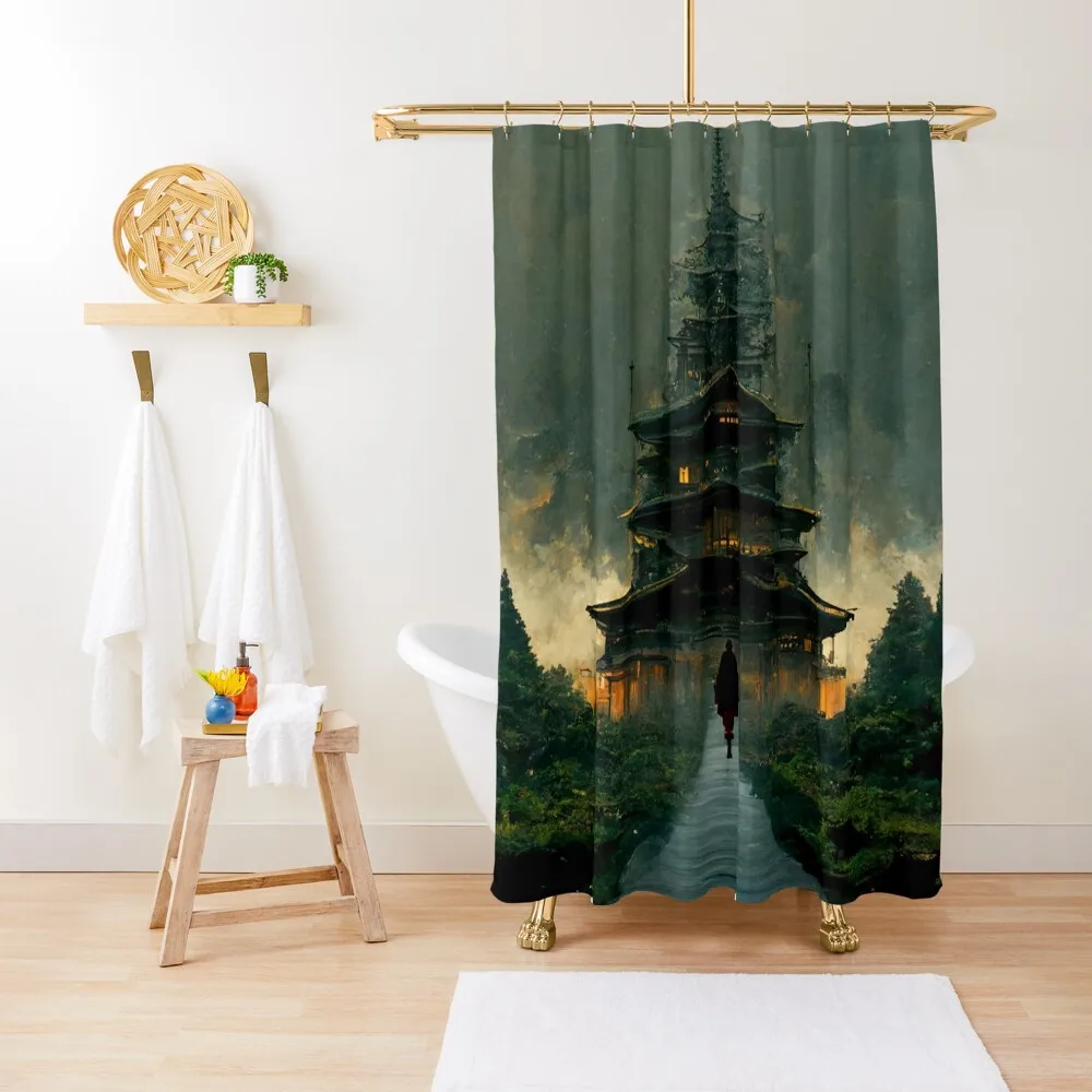 

Pagoda III (2022) by Zachary Brown Shower Curtain Funny Shower For Shower Bathroom Deco Waterproof Curtain