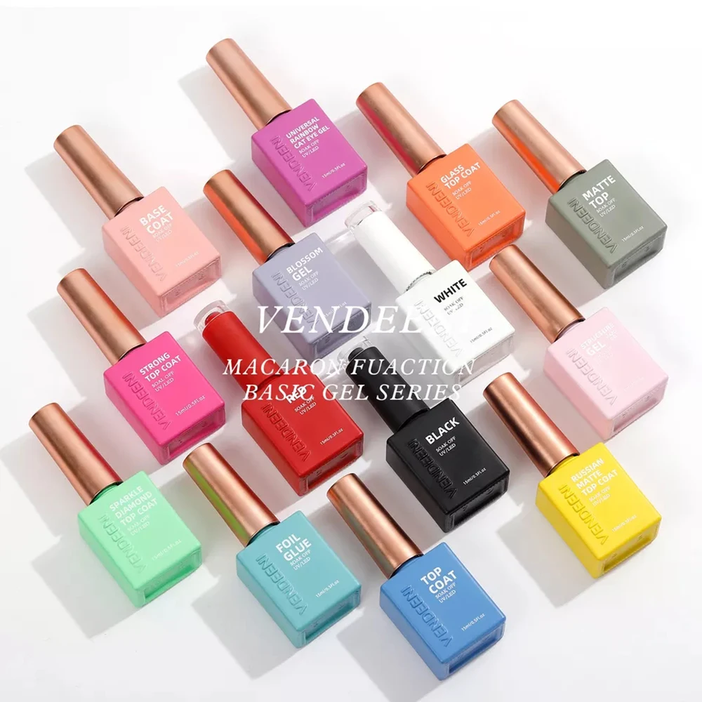 Vendeeni 11 Arten von Nail-Art-Funktionsgels: Top Coat, Base Coat, Russischer Matt-Top-Coat, Blossom Gel, Einfarbiges Gel in Weiß, Schwarz, Rot – Detail 11