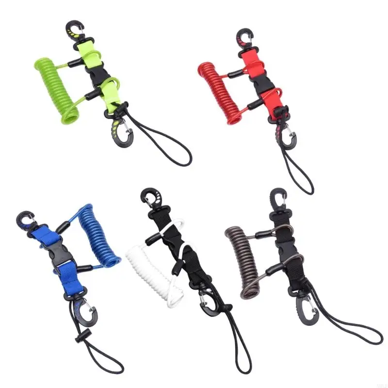 

A9LF Scubas Diving Coiled Lanyard Quick Release Clip Heavy Duty Anti-lost Underwater