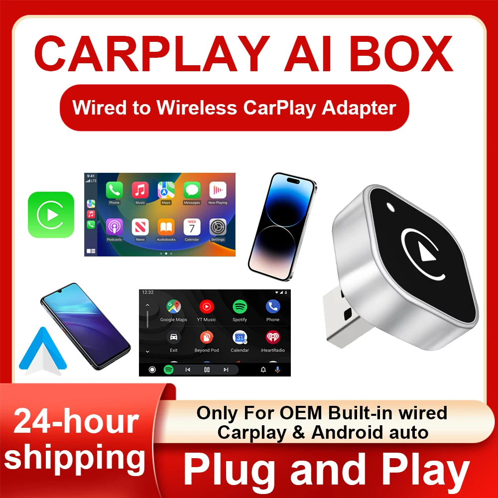 

Android Auto Wireless Carplay Type-c USB Bluetooth Wi-Fi Plug and Play 2в1 Dongle для Chevrolet Citroen Buick Cadillac Chery VW