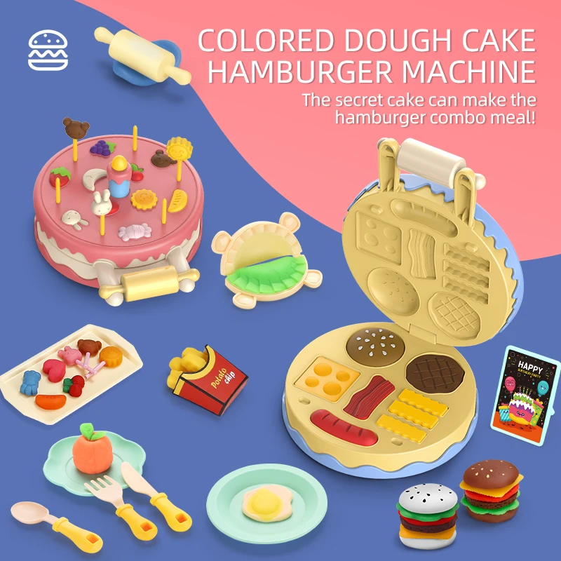 

Burger Clay Machine Set - Kids' Playdough Tool Kit with Molds, Encourages Creative Play and Fine Motor Skills, Ideal for Ages 4-