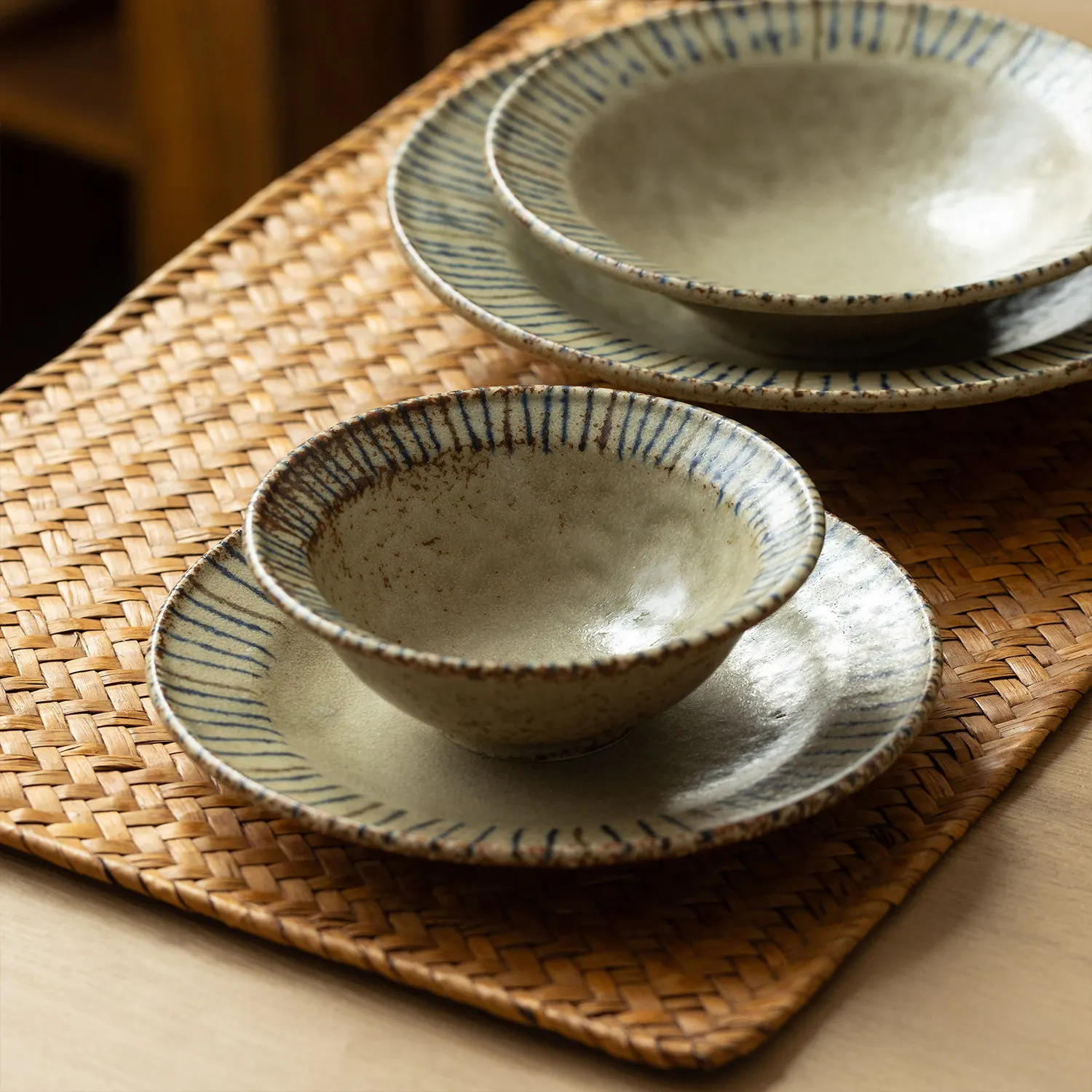 

YFY bowl plate retro tableware underglaze color Japanese curry rice plate breakfast bowl pasta plate