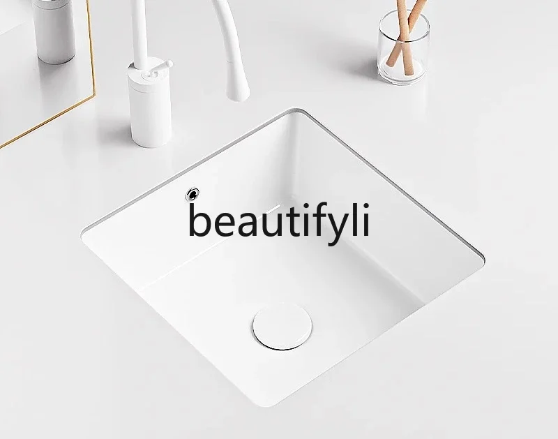 Square under-counter basin Ceramic embedded hand wash face face plate Bathroom balcony Small size