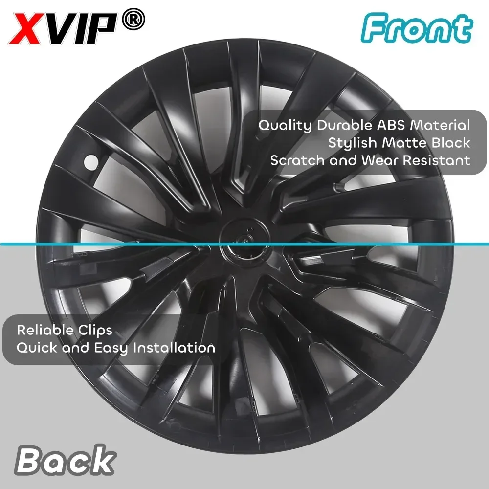 XVIP Nava Style Hubcap For Tesla Model 3 Highland 2024 18-Inch Glossy Matte Black Wheel Cover Hub Caps Replacement Rim Protector