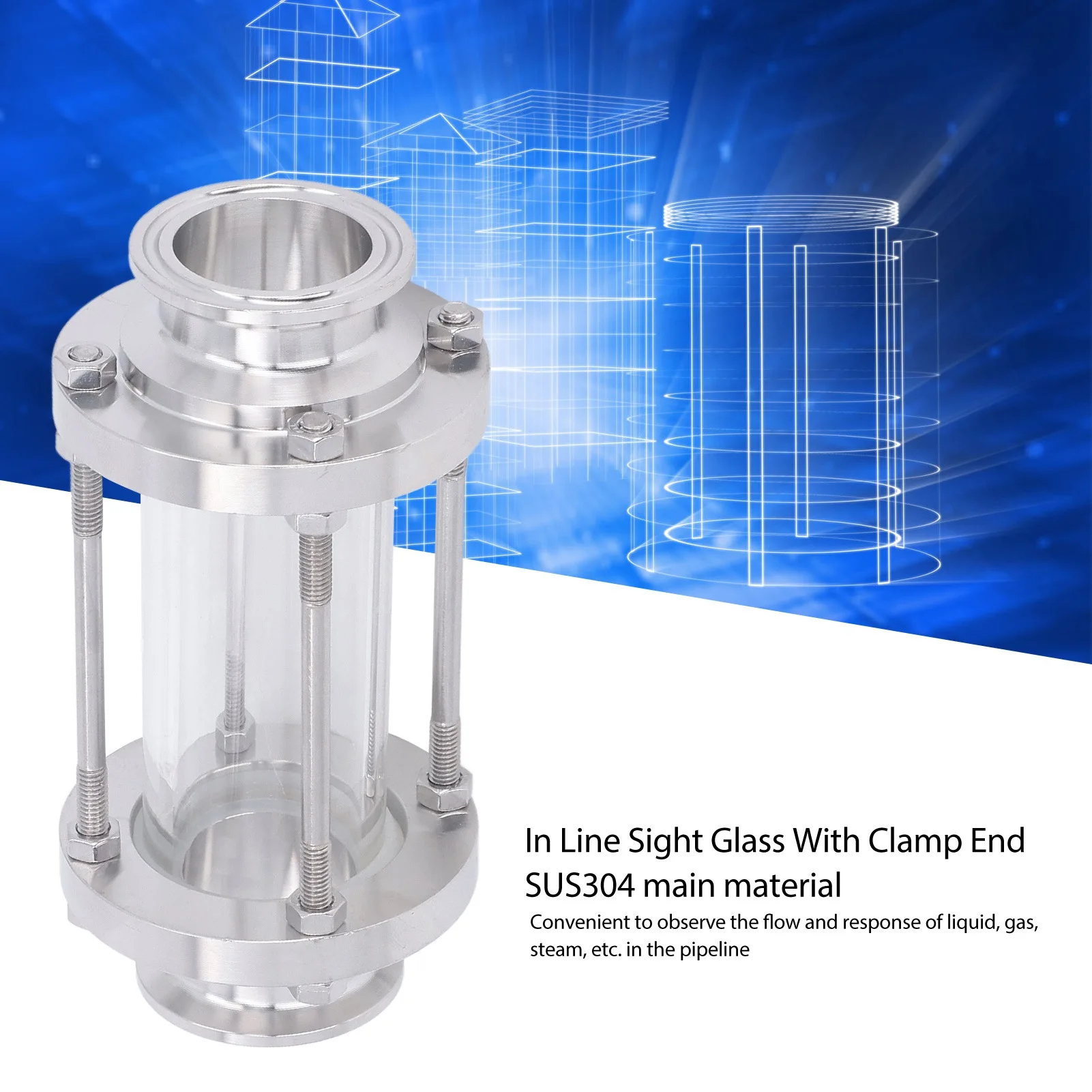 

Sanitary Sight Glass 360 Degree Observation Corrosion Resistance In Line Sight Glass 304 Stainless Steel for Food Industries