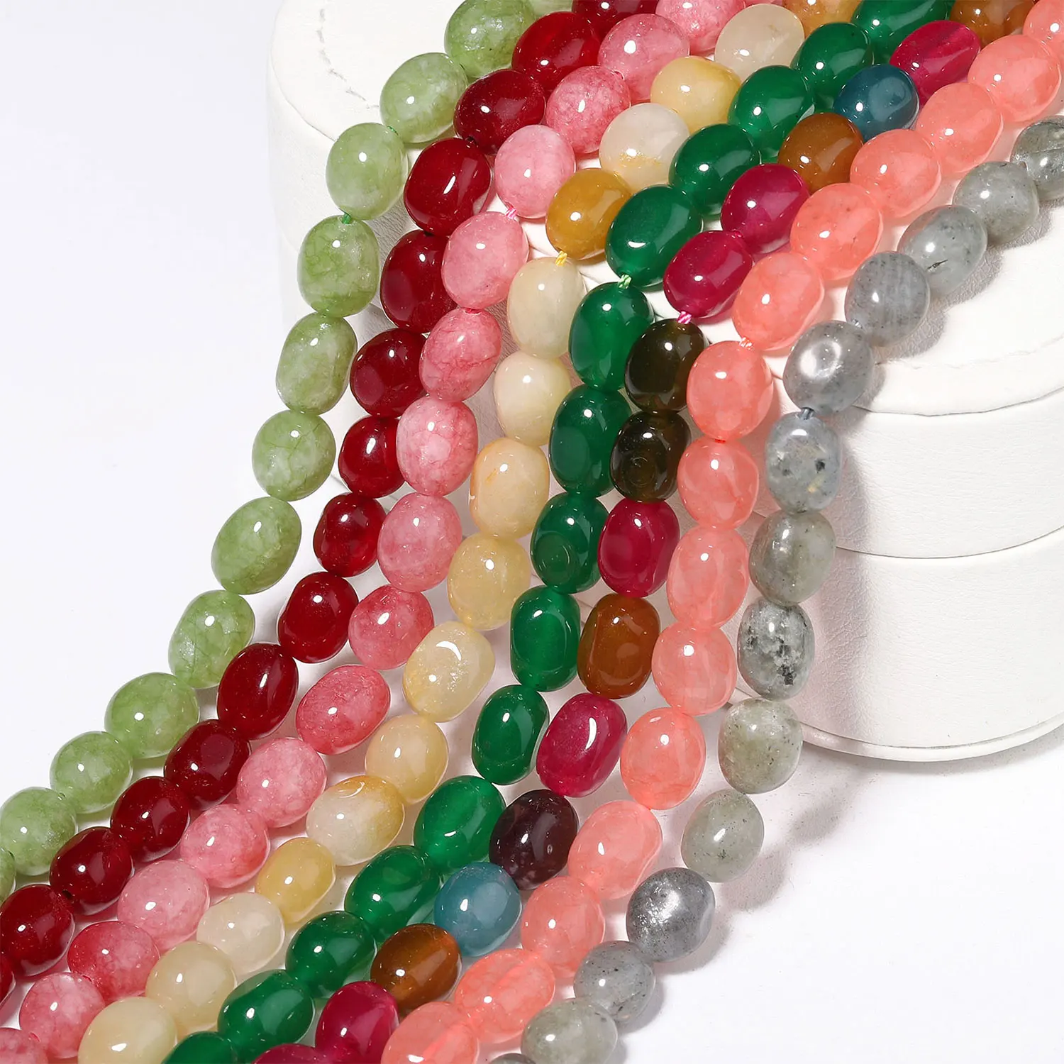 8-12mm Unregelmäßige Naturstein-Perlen aus Labradorit und Mehrfarbigem Chalcedon, Lose Perlen für Schmuckherstellung, DIY-Armbänder und Accessoires – Detail 4